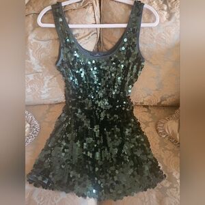 NWOT F&F collection forest green sequin sleeveless mini dress